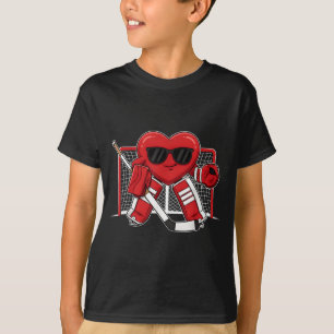 Valentines day heart ice hockey goalie men boys T-Shirt