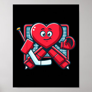 Valentine's Day Heart Ice Hockey Goalie Player Poster