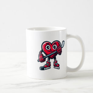 Valentine's Day Heart Ice Hockey Player Sports  Coffee Mug