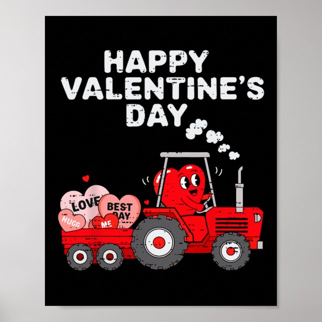 Valentines Day Heart In Tractor Funny Farm Toddler Poster (Front)