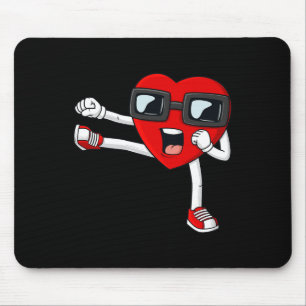 Valentines Day Heart Karate Kick Fun Boys Girls Ki Mouse Mat