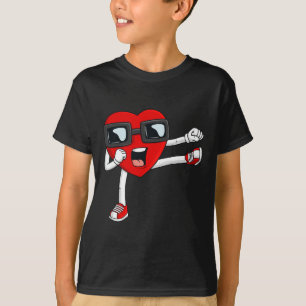 Valentines Day Heart Karate Kick Funny Boys Girls T-Shirt