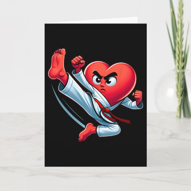 Valentine's Day Heart Karate Kick Mma Taekwondo Mu Card (Front)