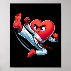 Valentine's Day Heart Karate Kick Mma Taekwondo Mu Poster