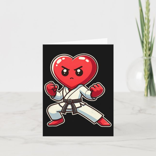 Valentine's Day Heart Karate Taekwondo Mma Martial Card (Front)