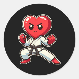Valentine's Day Heart Karate Taekwondo Mma Martial Classic Round Sticker