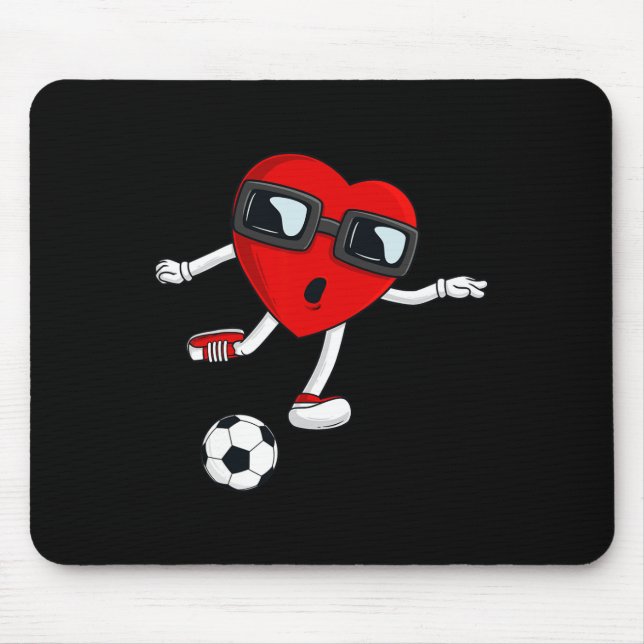 Valentines Day Heart Kicking A Soccer Ball Boys Gi Mouse Mat (Front)