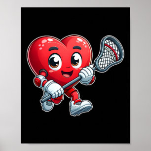 Valentine's Day Heart Lacrosse Team Player Sports Poster