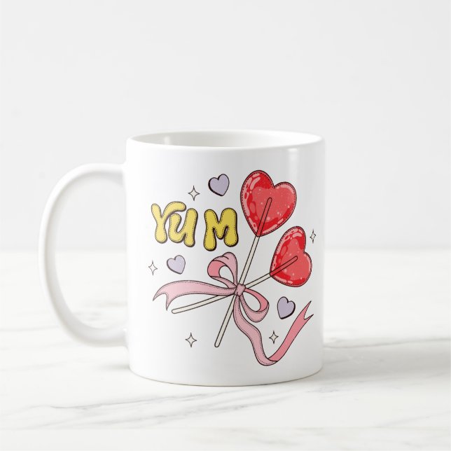 Valentine's Day Heart Lollipop Coffee Mug (Left)