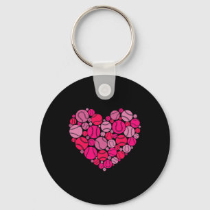Valentine's Day Heart Love Baseball Men Women Boys Key Ring