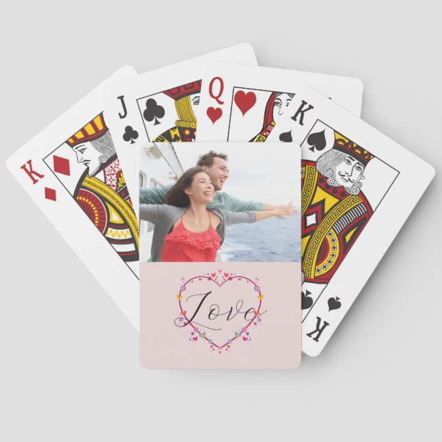 Valentines Day Heart Love Photo Playing Cards (Back)