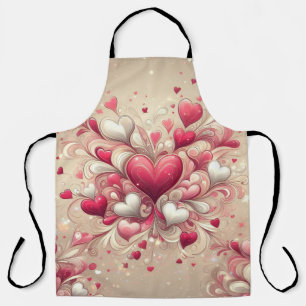 valentine's day heart patterned apron