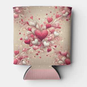 valentine's day heart patterned can cooler