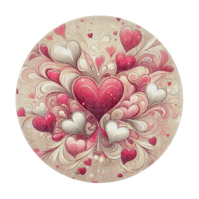 valentine's day heart patterned cutting board (Front)