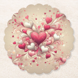 valentine's day heart patterned paper coaster