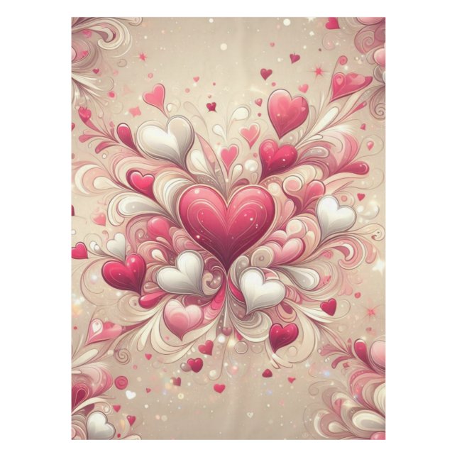 valentine's day heart patterned tablecloth (Front)