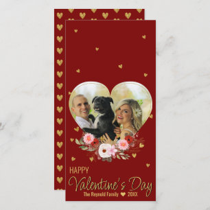 Valentine's Day Heart Photo Gold Glitter Heart Red