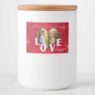 Valentine's Day Heart Photo Red Glitter Food Label