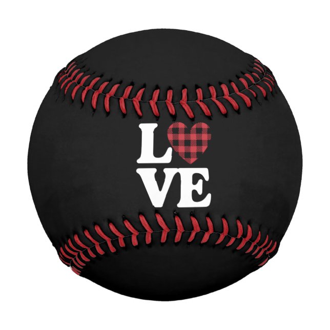 Valentines Day Heart Plaid Love  Baseball (Front)