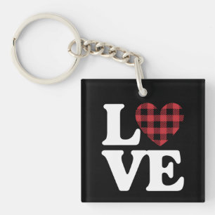 Valentines Day Heart Plaid Love  Key Ring