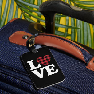 Valentines Day Heart Plaid Love Luggage Tag