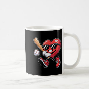 Valentines Day Heart Playing Baseball Boys Men Kid Coffee Mug