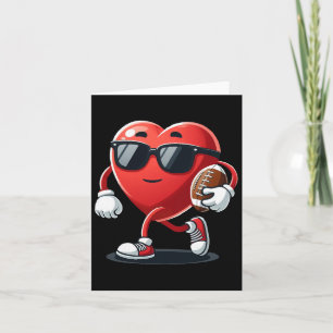 Valentine's Day Heart Playing Football Boys Girls Card