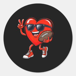 Valentine's Day Heart Playing Football Boys Girls Classic Round Sticker