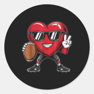 Valentines Day Heart Playing Football Boys Girls K Classic Round Sticker