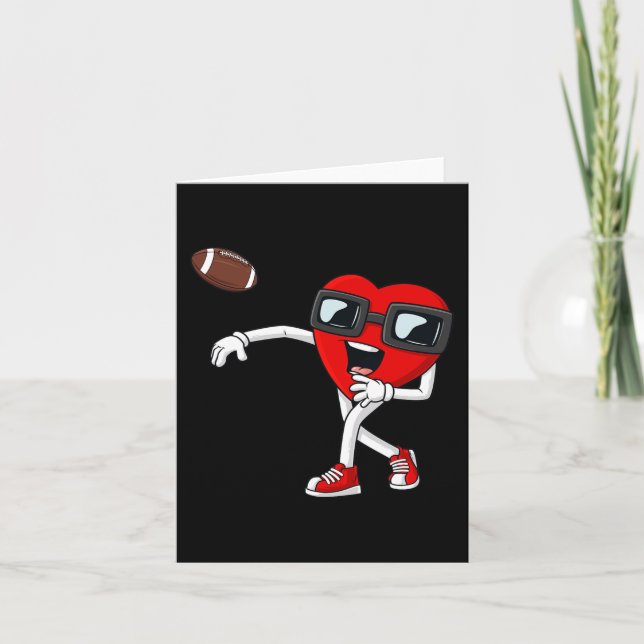 Valentines Day Heart Quarterback Football Boys Kid Card (Front)