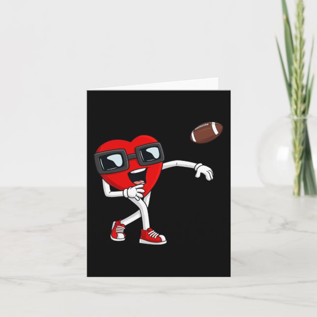 Valentines Day Heart Quarterback Football Boys Kid Card (Front)