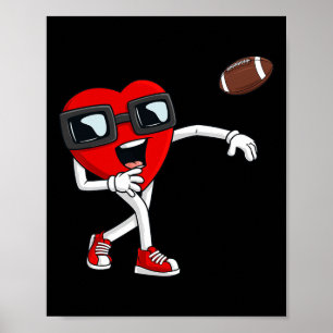 Valentines Day Heart Quarterback Football Boys Kid Poster