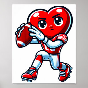 Valentines Day Heart Quarterback Football Srts  Poster