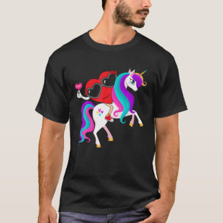 Valentines Day Heart Riding A Unicorn Cute Girls K T-Shirt