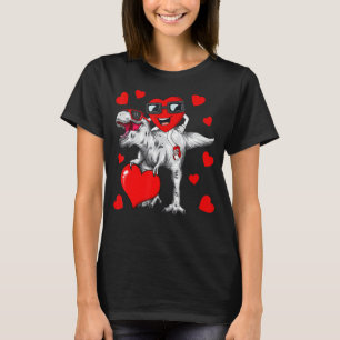 Valentines Day Heart Riding Dinosaur Rex Boys Kid T-Shirt