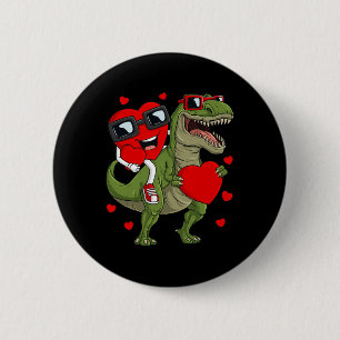 Valentines Day Heart Riding Dinosaur T Rex Fun Boy 6 Cm Round Badge