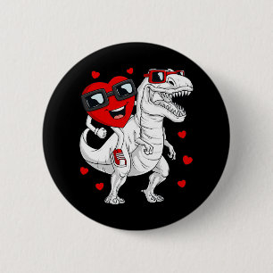 Valentines Day Heart Riding Dinosaur T Rex Fun Boy 6 Cm Round Badge