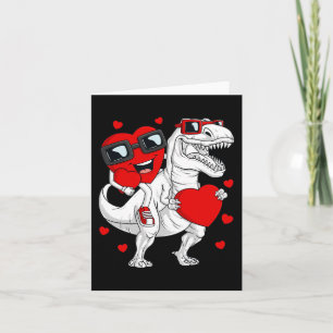 Valentines Day Heart Riding Dinosaur T Rex Fun Boy Card