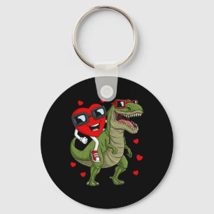 Valentines Day Heart Riding Dinosaur T Rex Fun Boy Key Ring