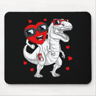 Valentines Day Heart Riding Dinosaur T Rex Fun Boy Mouse Mat
