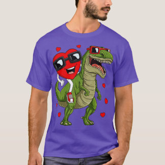 Valentines Day Heart Riding Dinosaur T Rex Funny B T-Shirt