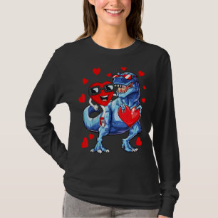 Valentines Day Heart Riding Dinosaur T Rex Funny B T-Shirt