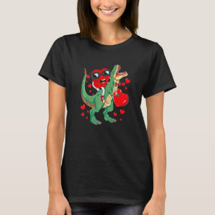Valentines Day Heart Riding Dinosaur T Rex Funny K T-Shirt