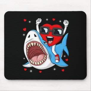 Valentines Day Heart Riding Shark Fun Toddler Boys Mouse Mat