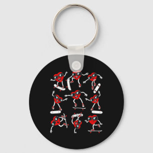 Valentines Day Heart Riding Skateboards Boys Kids  Key Ring