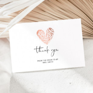 Valentines day heart rose gold thank you card