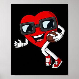 Valentines Day Heart Running With A Football Boys Poster