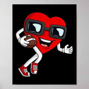 Valentines Day Heart Running With A Football Boys Poster