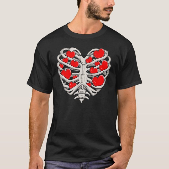 Valentines Day Heart Shaped Ribcage Little Red Hea T-Shirt (Front)