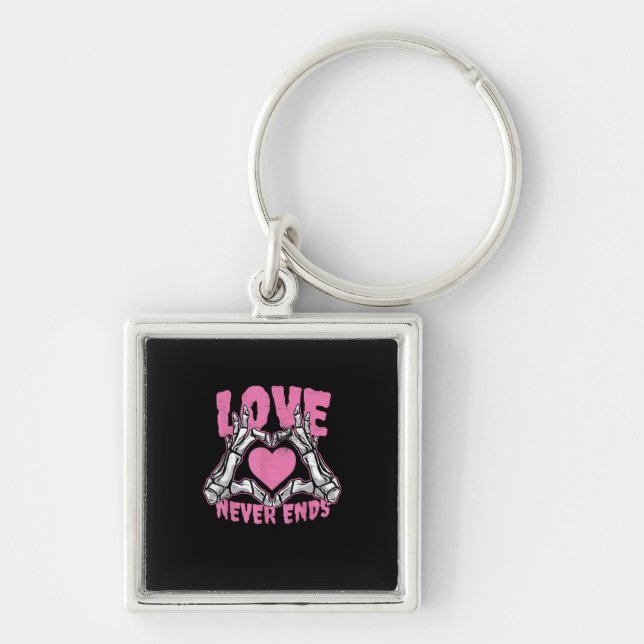 Valentines Day Heart Skeleton Hands Heart Key Ring (Front)